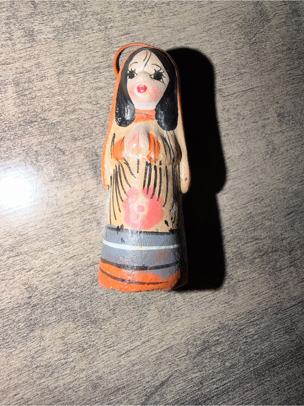 Vintage Mexican Hand-Painted tonala Figurine Set in Orange and Black - Picture 7 of 10